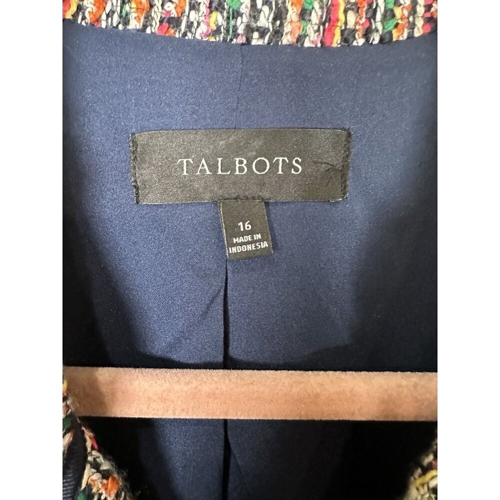 Talbots Jacket Blazer Size 16 Multicolor Tweed Trim Preppy Work Career - Picture 6 of 10